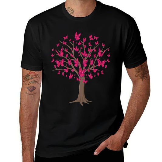 Nature Butterfly Tree Nature Butterfly Love Butterflies  Fade-proof Color T-Shirt