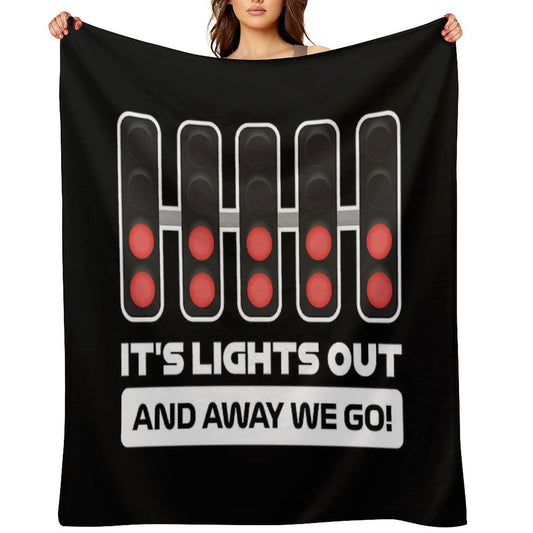 It's Lights Out And Away We Go! - Version 2 (White) Premium Throw Blanket