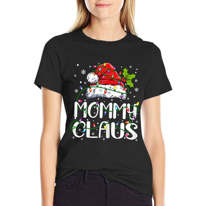 Mommy Claus Christmas Lights Pajama Family Matching  Stretchy T-Shirt