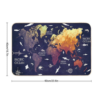 World Map 11  Long-Lasting Bath Mat