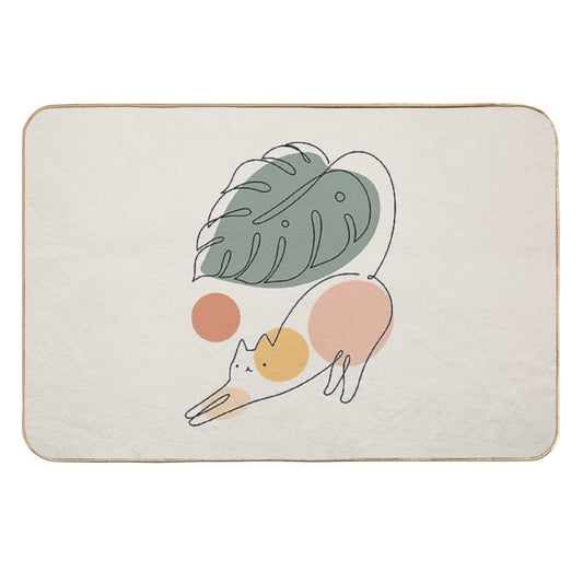 Cat And Plant 34  Easy To Clean Bath Mat
