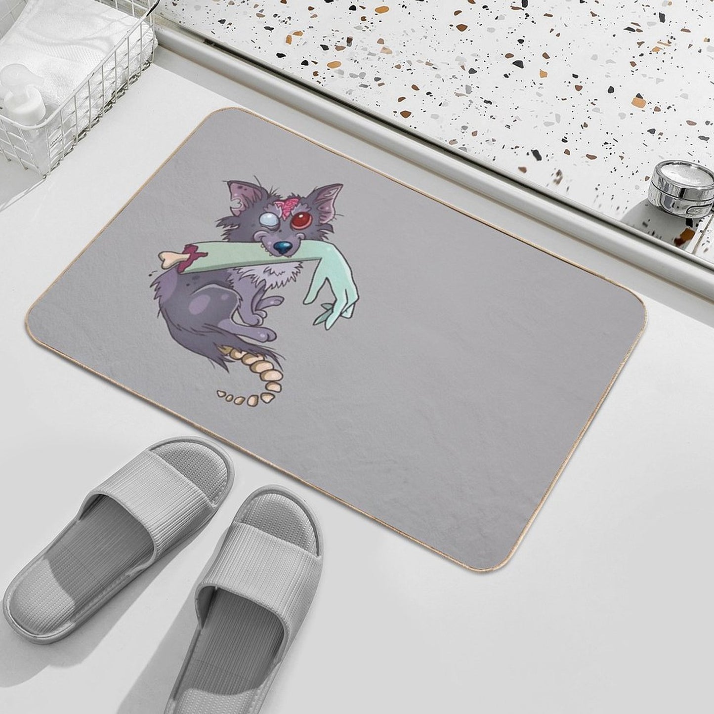Rufus Zombie Dog  Fade-Resistant Bath Mat