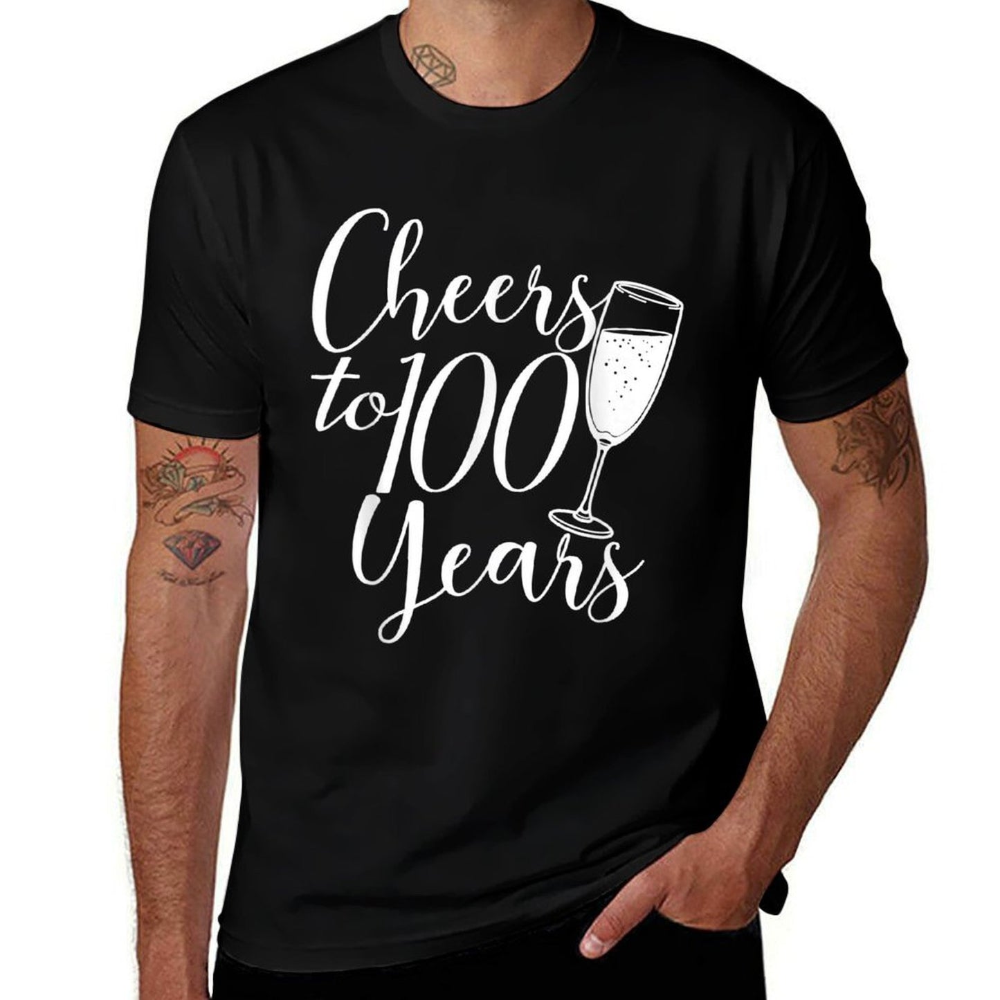 Cheers To 100 Years Anniversary For Women Her 100th Birthday  Easy-care T-Shirt