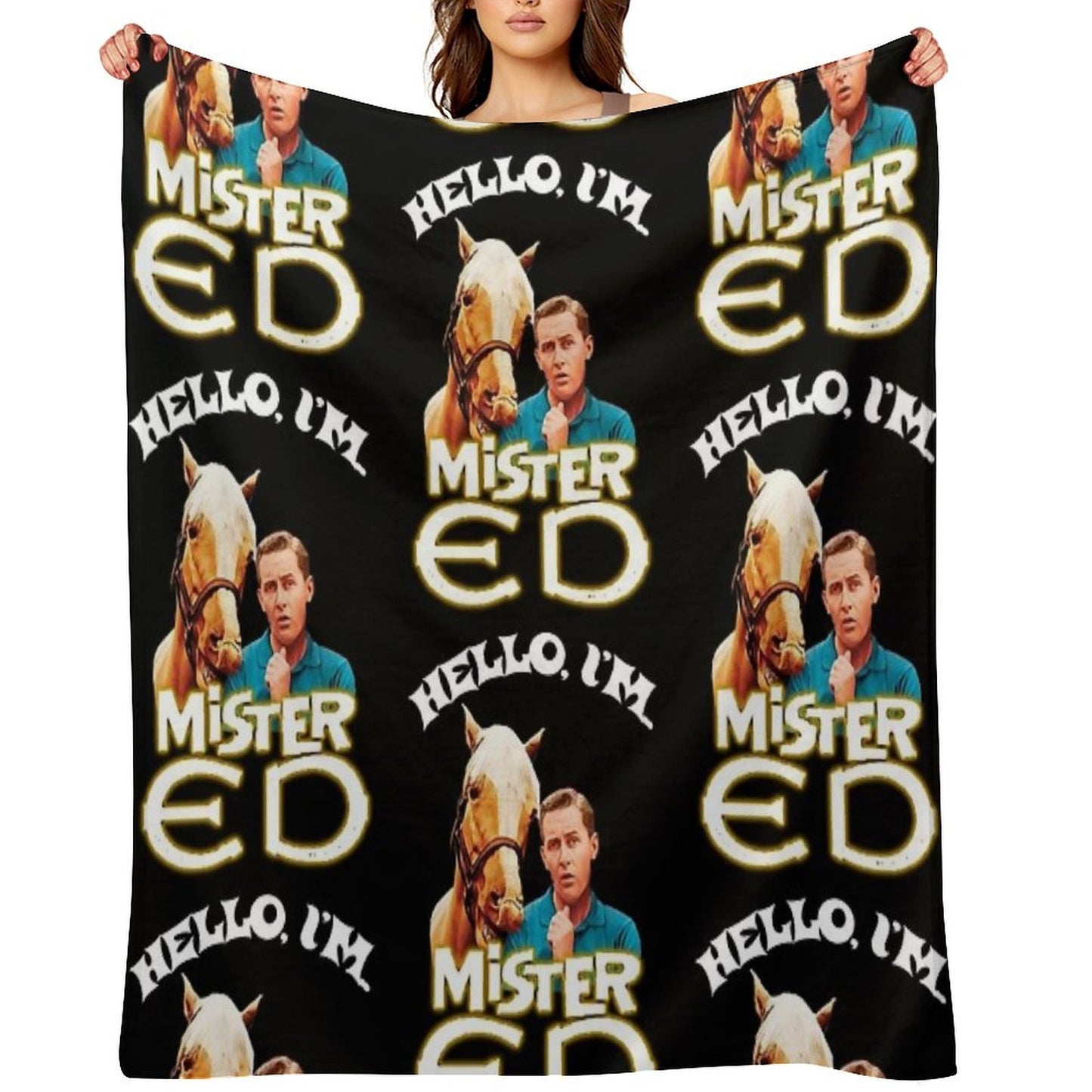 Hello I'm Mister Ed And Wilbur Post Talking Horse Tribute Eco-conscious Throw Blanket