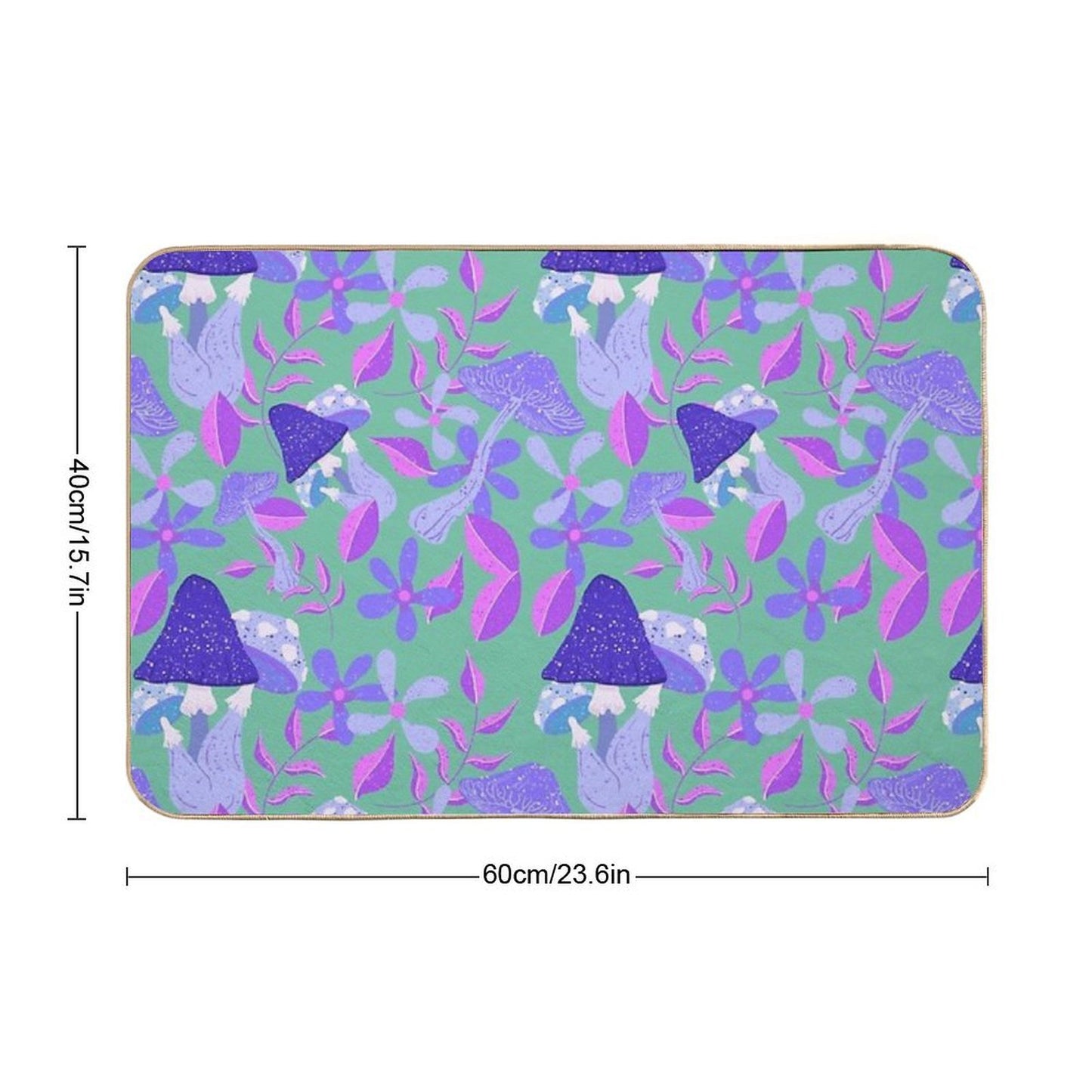 Groovy Shrooms & Blooms - Mushroom And Floral Pattern  Pet-Safe Bath Mat