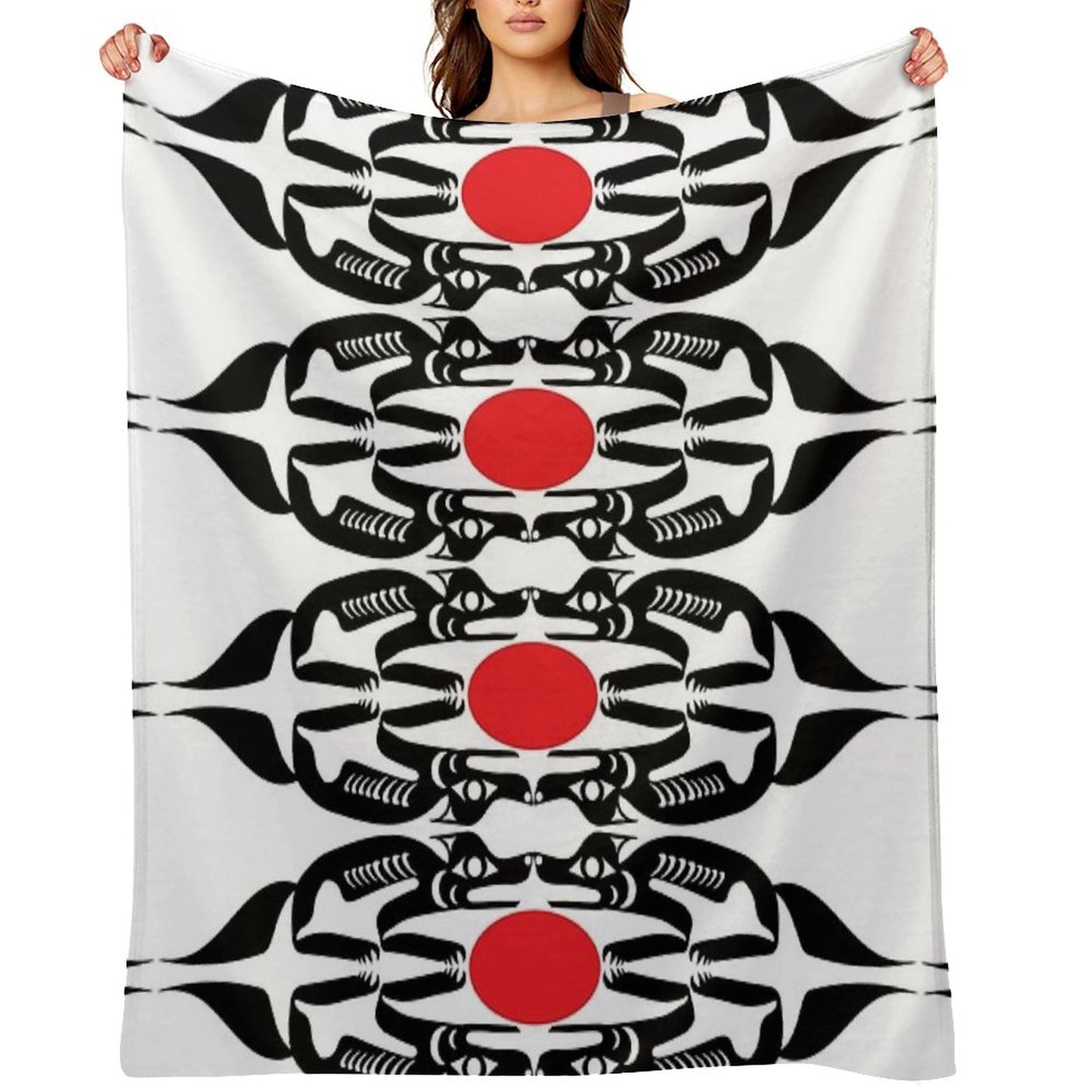 Coast Salish Wolf Shrink-resistant Throw Blanket