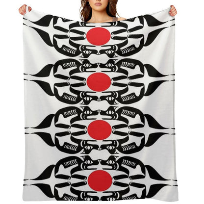 Coast Salish Wolf Shrink-resistant Throw Blanket