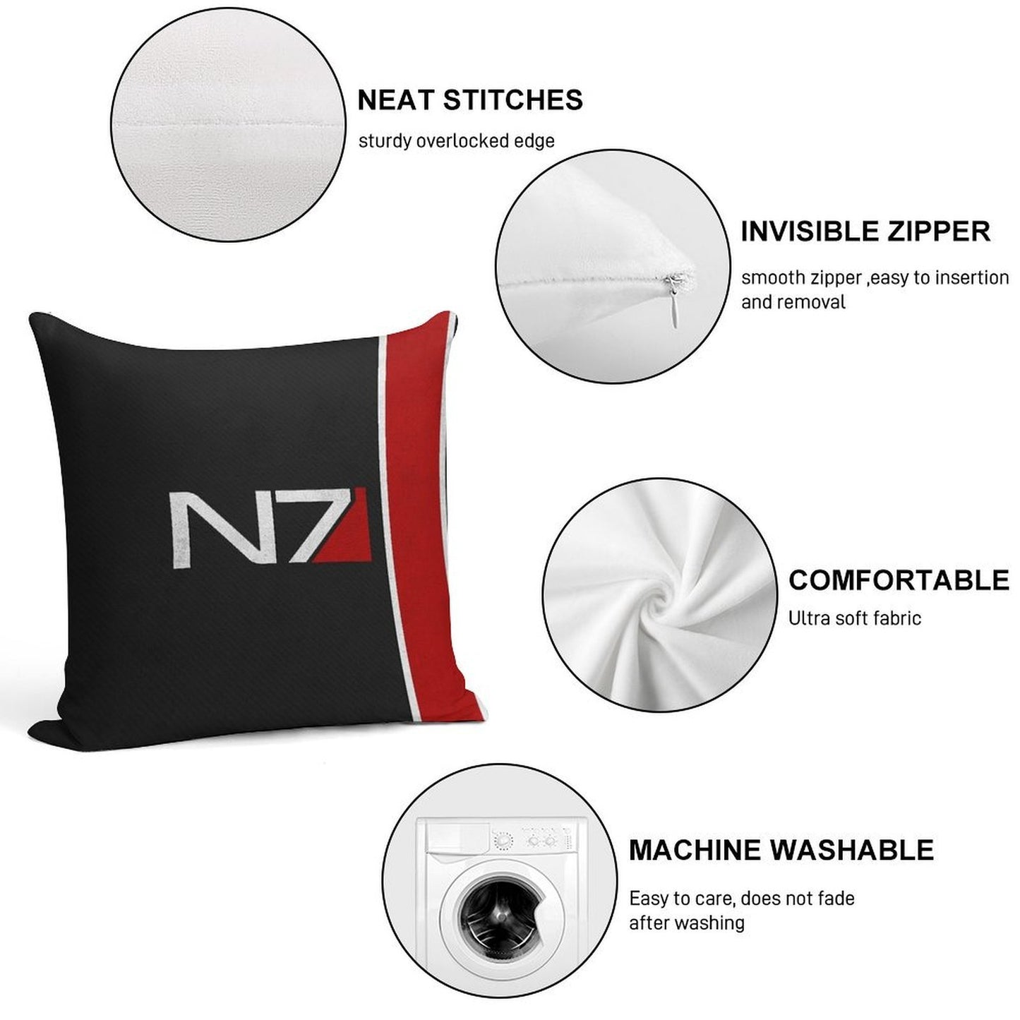 N7 Iconic Design Soft Decorative Cover Throw Pillow