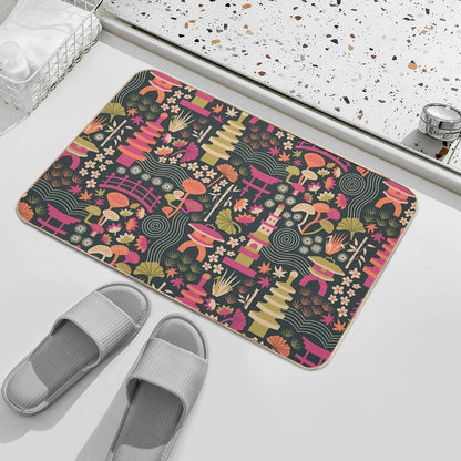Zen Garden Based on The Japanese Tea Garden in Golden Gate Park  Absorbent Bath Mat