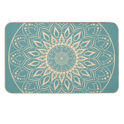 Turquoise And Yellow Mandala III  Odorless Bath Mat