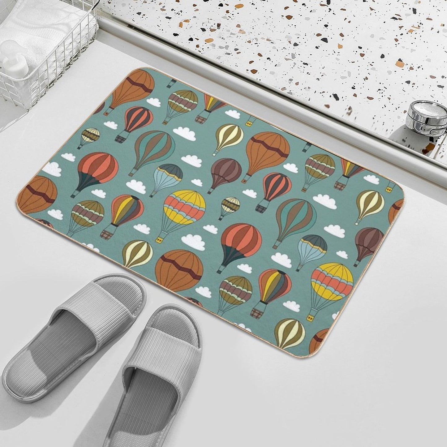 Vintage Hot Air Balloons  Long-Lasting Bath Mat
