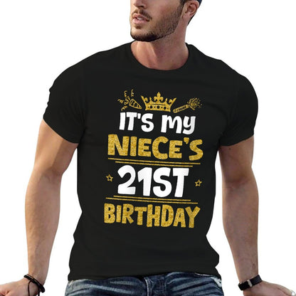 Womens Happy It's My Niece's 21st Birthday 2004 21 Years Old  Graphic-printed T-Shirt