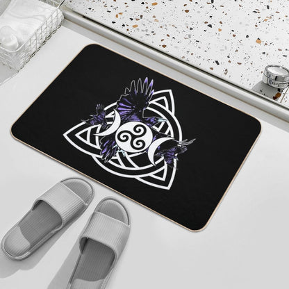 The Morrigan Triple Goddess Raven - Witches Triple Moon with Triquetra Celtic Knot And Triskelion  Pet-Safe Bath Mat