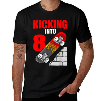 Skateboard Birthday For Boys 8th Birthday Skater  Polyester Blend T-Shirt