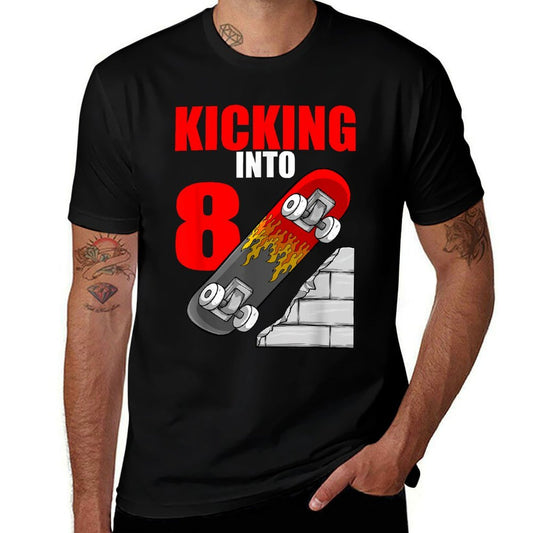 Skateboard Birthday For Boys 8th Birthday Skater  Polyester Blend T-Shirt