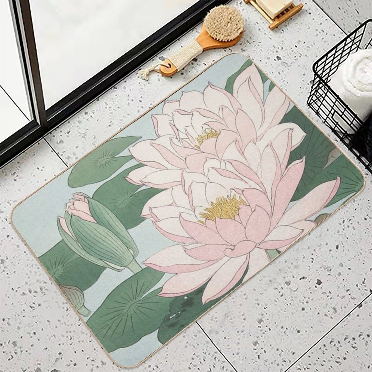 Ohara Koson And Water Lilly Vintage Japanese Ilustration  Non-Slip Bath Mat