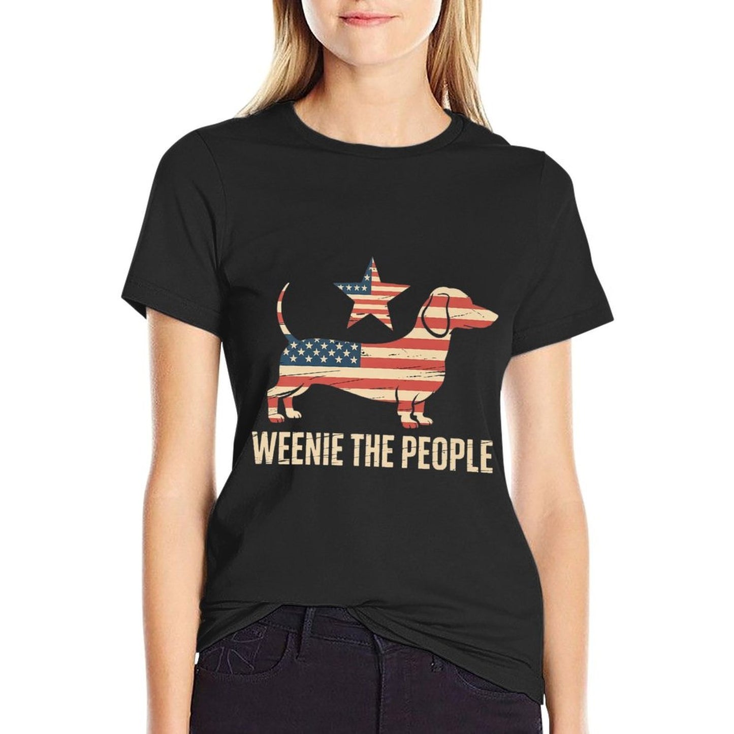 Weenie The People American 4th Of July Dachshund Lover Premium  Heathered Texture T-Shirt