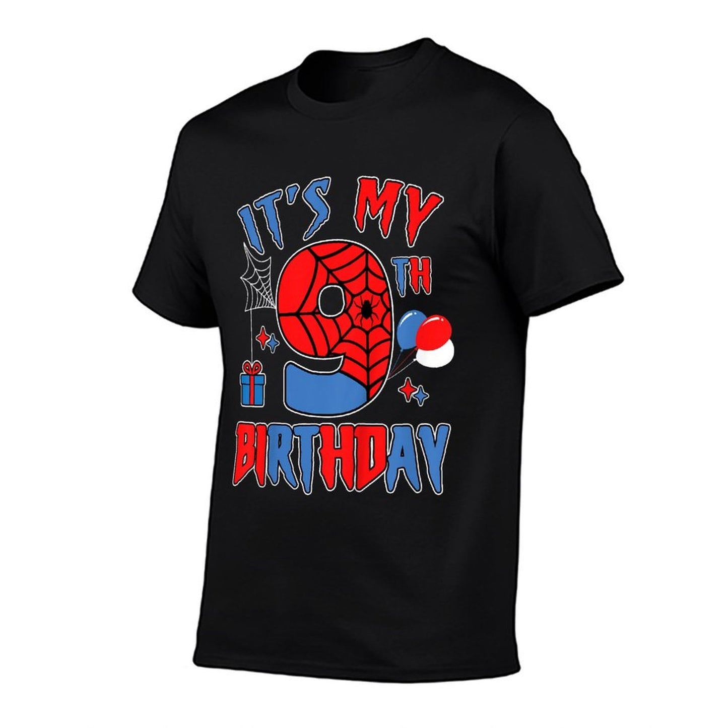 Kids 9th Birthday Spider Web Theme Party Nine 9 Year Bday Boy  Lightweight T-Shirt