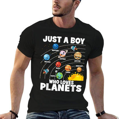 Just A Boy Who Loves Planets Solar System Astronomy Space  Vintage-inspired T-Shirt