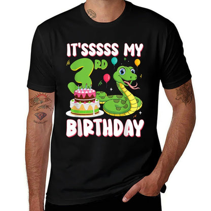 3 Year Old Snake 3rd Birthday Python Party Kids  High-quality Stitching T-Shirt