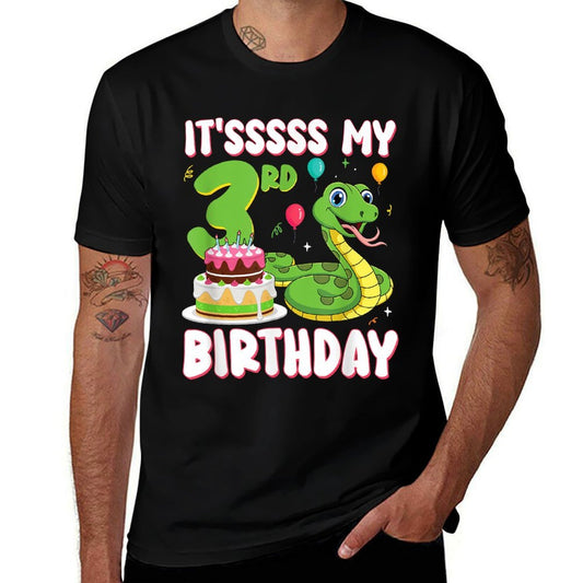 3 Year Old Snake 3rd Birthday Python Party Kids  High-quality Stitching T-Shirt