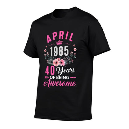 Awesome Since 1985 40 Years Old April 40Th Birthday Women  Heathered Texture T-Shirt