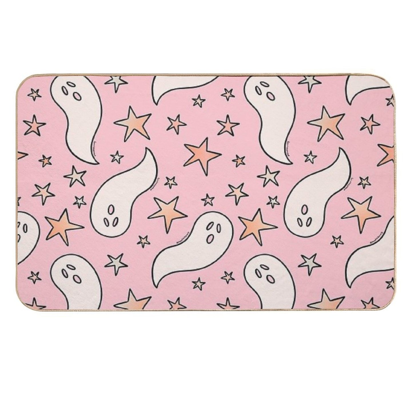 Pastel Ghost Print in Pinkp  Anti-Trip Bath Mat