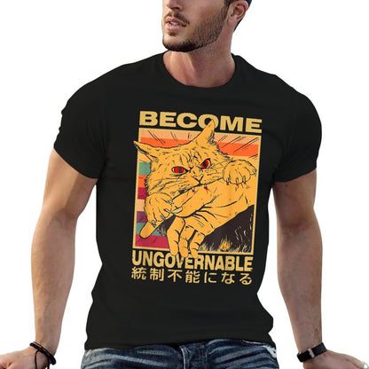 Become Ungovernable Funny Japanese Cat Bite Cat Humor Meme Men Women  Relaxed-fit T-Shirt