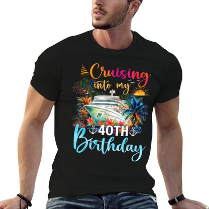 Cruising Into My 40Th Birthday Family Cruise 40 Birthday  Rolled Sleeves T-Shirt