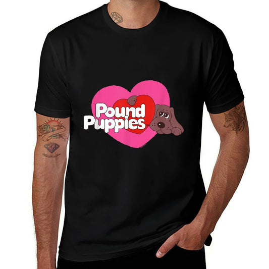Pound Puppies Valentine's Day Cute Dog Heart Shape Big Logo  Quick-drying T-Shirt