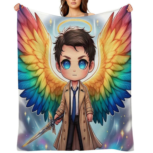 Rainbow Warrior Angel Premium Throw Blanket