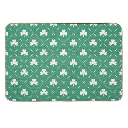 Shamrock On! - Emerald Green Background  Repositionable Bath Mat