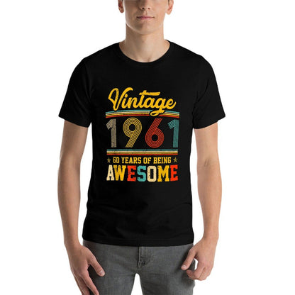 Vintage 1961, 60 Years Of Being Awesome, 60th Birthday  Wrinkle-resistant T-Shirt