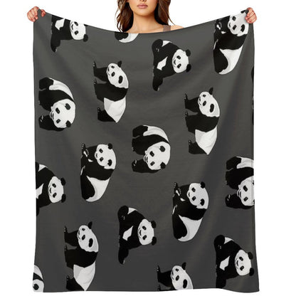 Pandas on Grey Versatility Throw Blanket