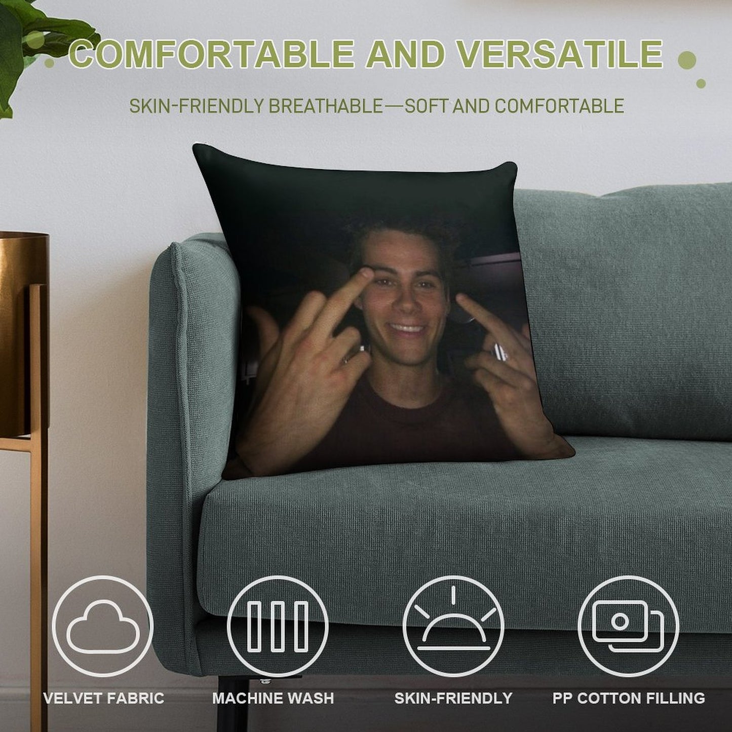 Dylan O’brien Middle Fingers Soft Anti-Pilling Throw Pillow