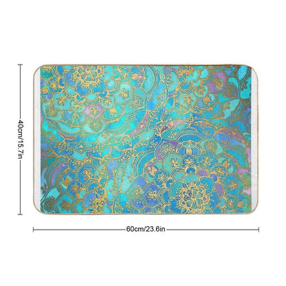 Sapphire & Jade Stained Glass Mandalas  Multi-Purpose Bath Mat