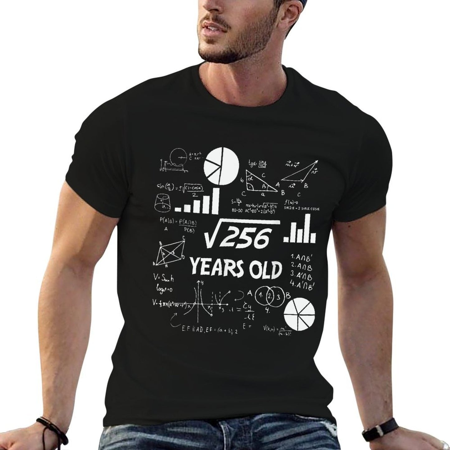 16th Birthday Square Root of 256 Math 16 Years Old Birthday  Rolled Sleeves T-Shirt