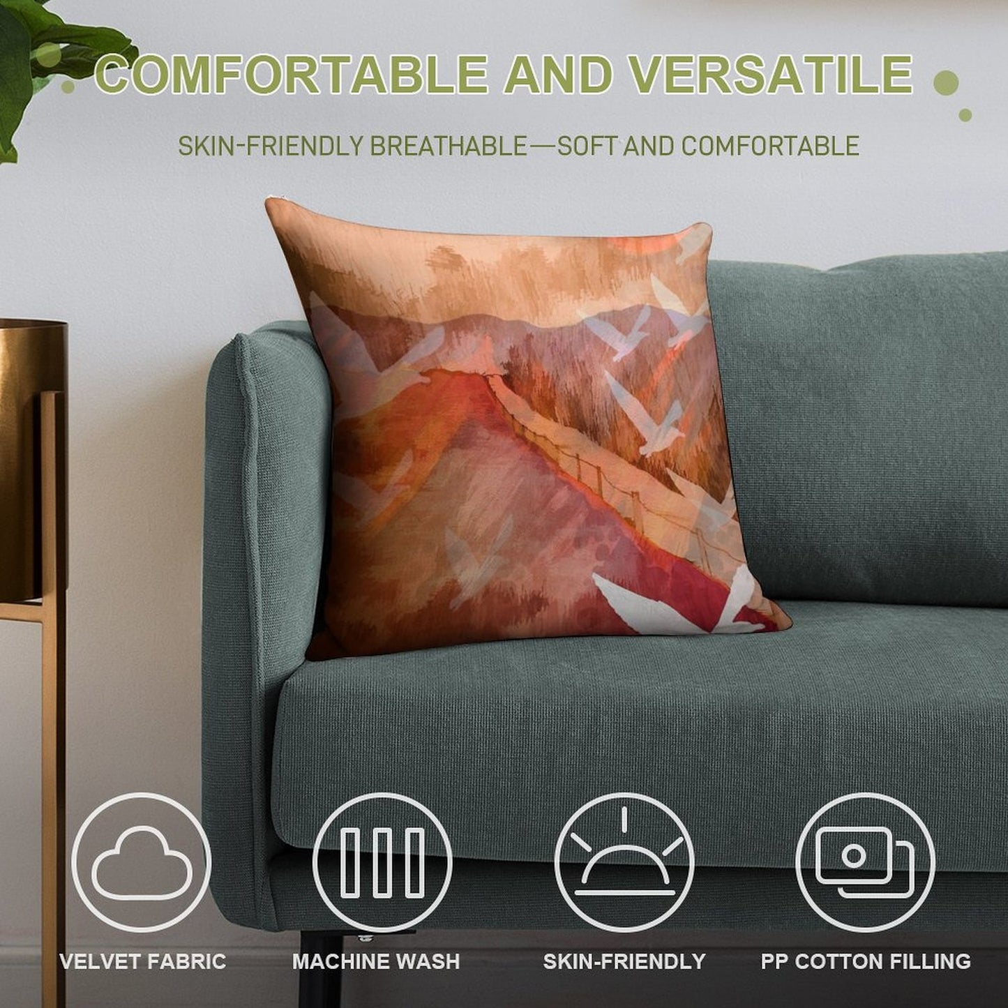 Gulls Overflying Downland Soft Skin-Friendly Throw Pillow