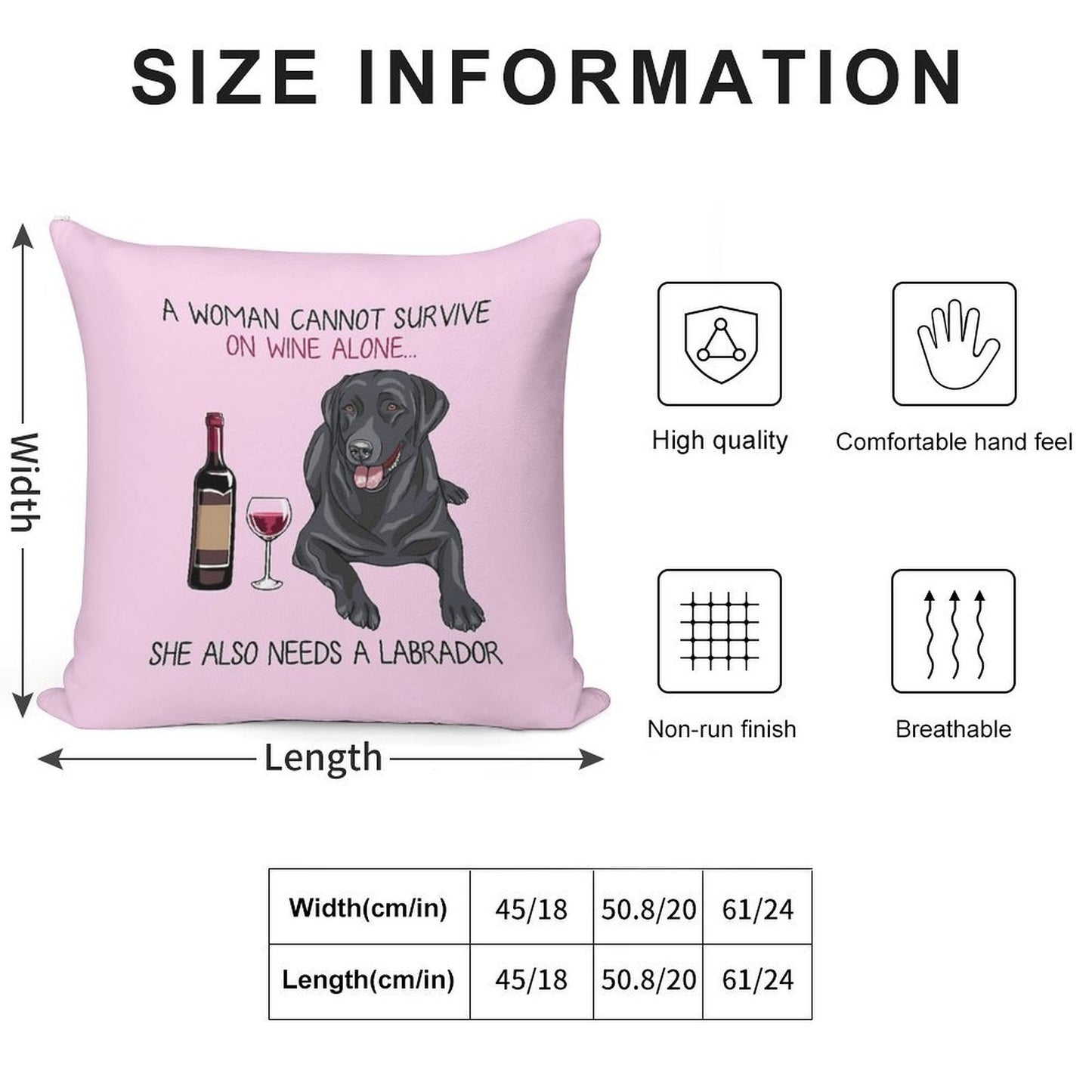 Labrador And Wine Funny Dog Soft Gift Ready Throw Pillow