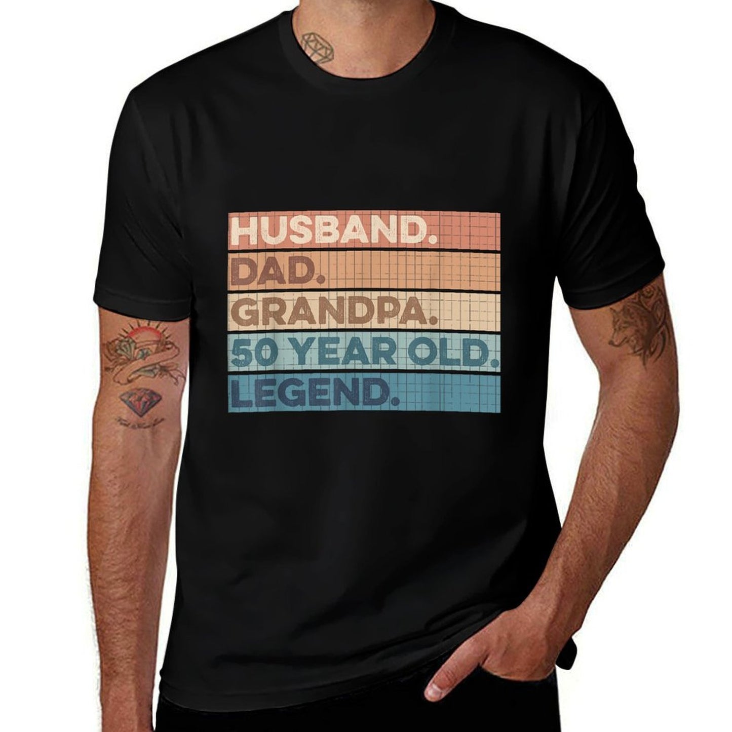 Husband Dad Grandpa 50 Year Old Legend, Retro 50th Birthday  Wrinkle-resistant T-Shirt
