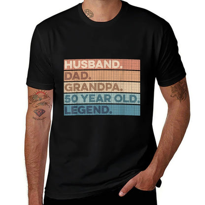 Husband Dad Grandpa 50 Year Old Legend, Retro 50th Birthday  Wrinkle-resistant T-Shirt
