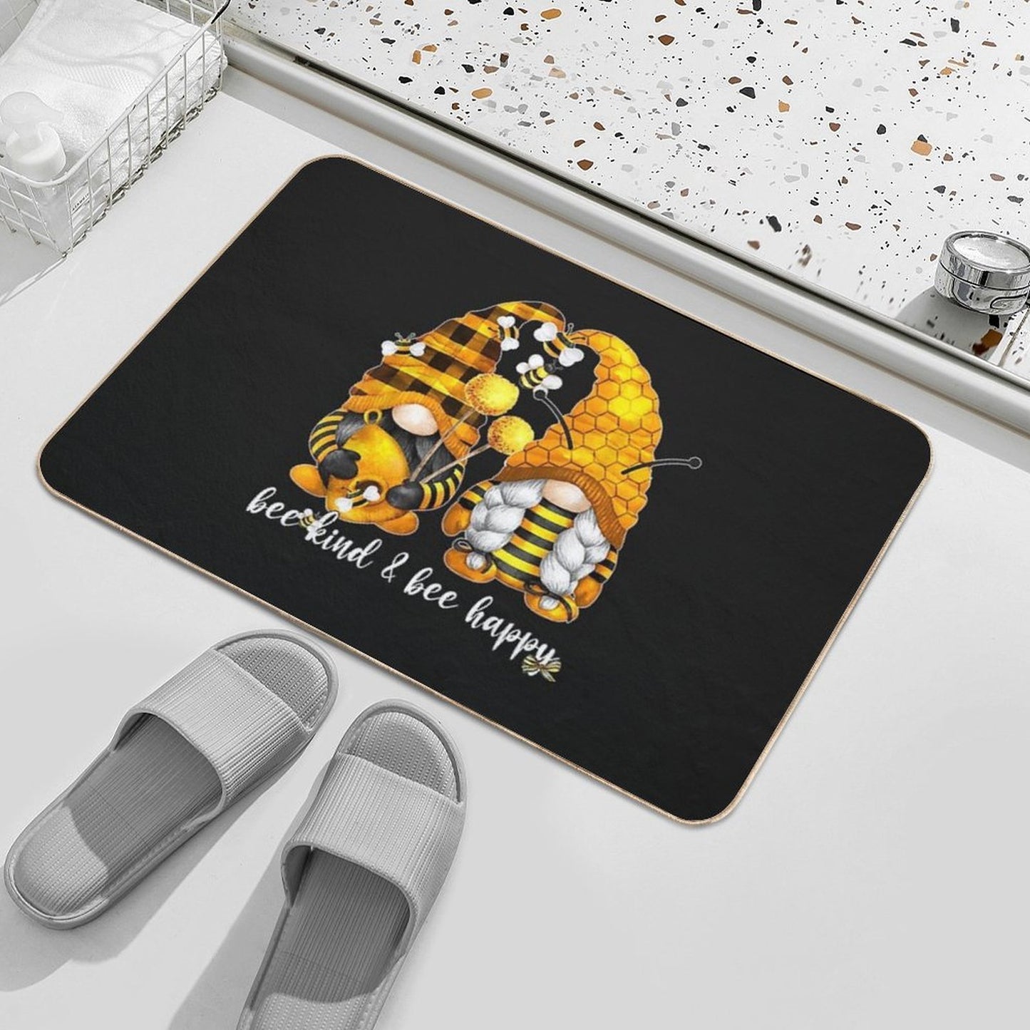 Bee Kind  Bee Happy For Beekeeper With Bumble Bee Gnome TShirt61  Rapid-Drying Bath Mat