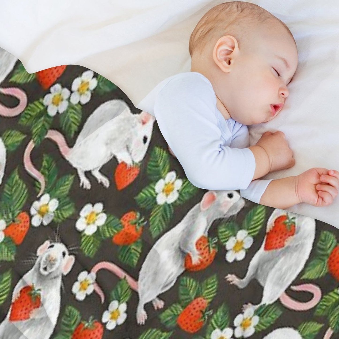 Rats Love Strawberries on Vintage Dark Brown Travel-friendly Throw Blanket