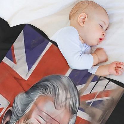 AI Generated King Charles III Coronation Union Jack - Oil Graffiti Colorful Happy Painting Eco-conscious Throw Blanket