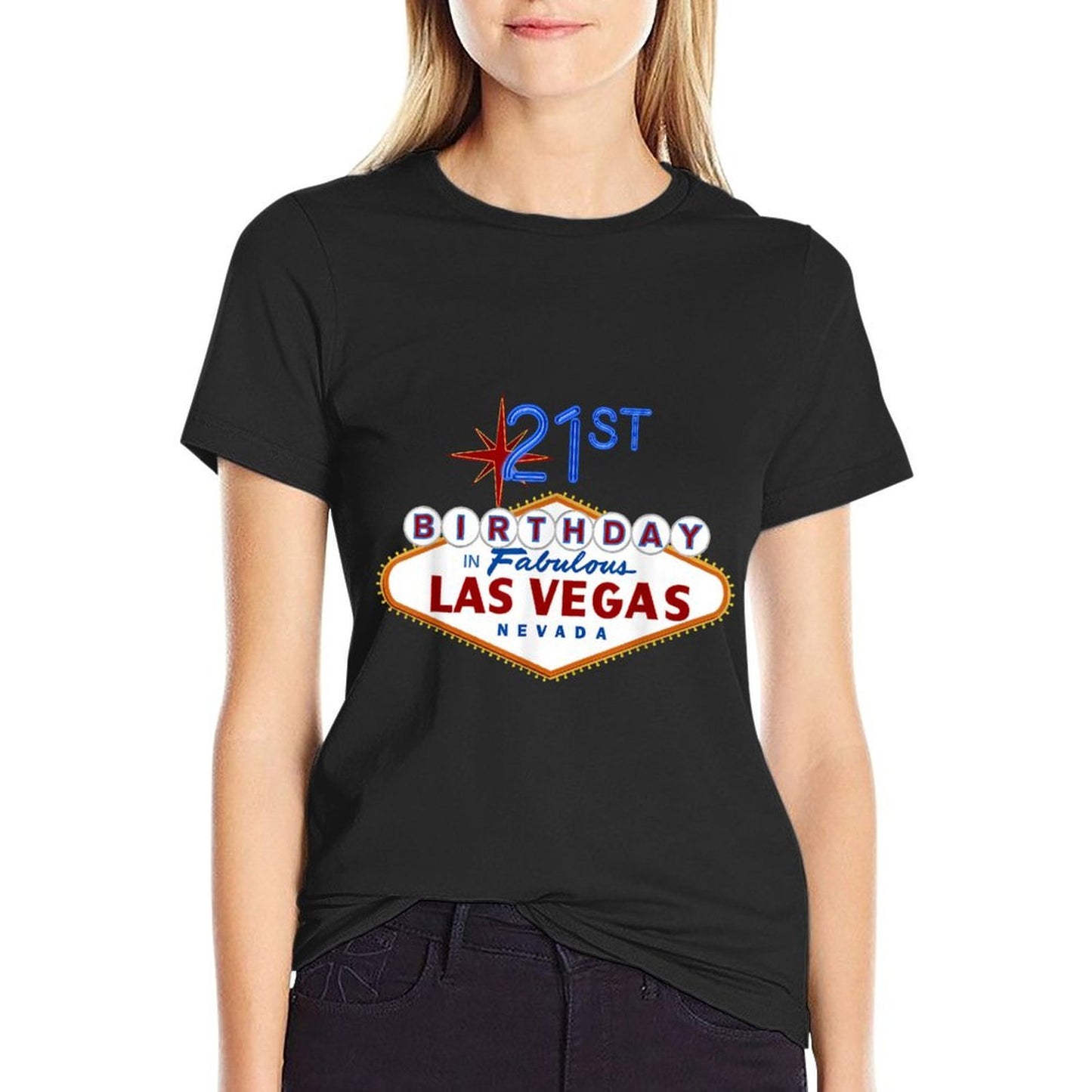 21st Birthday in Las Vegas Classic Sign Souvenir T  Stretchy T-Shirt