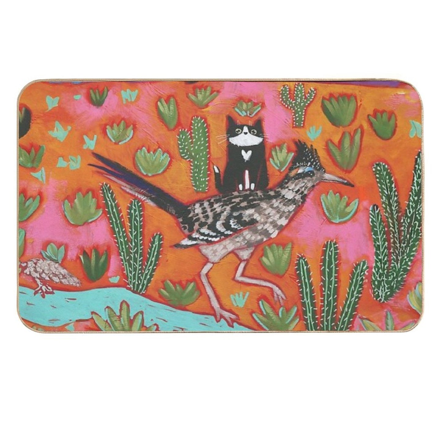 The Roadrunner And Cat Friend  Non-Slip Bath Mat
