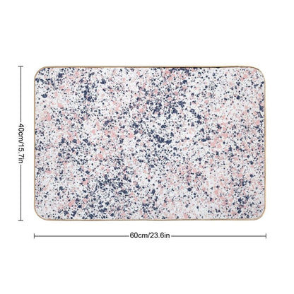 Navy Blue And Blush Pink Ink Spatter on White  Fade-Resistant Bath Mat