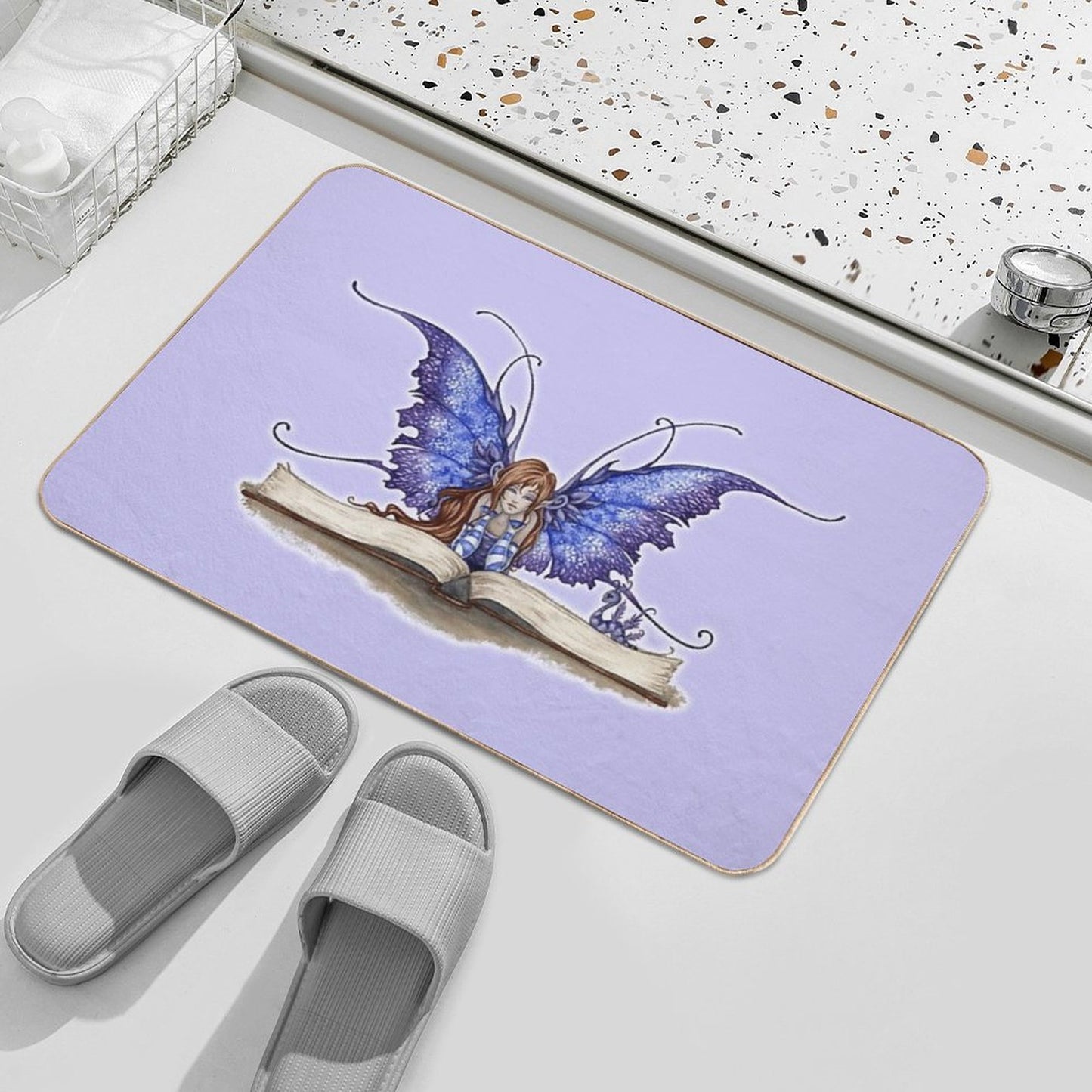 Bookworm Book Fairy  Non-Slip Bath Mat