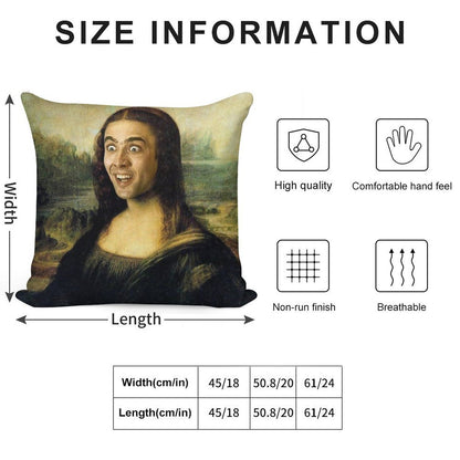 Nicolas Cage As The Mona Lisa Soft Easy Maintenance Throw Pillow