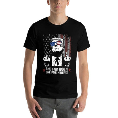 Trump 2024 US American One For Biden One For Harris  Cotton T-Shirt